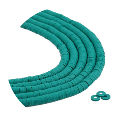 Master Maker Crafts -  Heishi Polymer Clay Disc Beads 6mm - Emerald Green (3200 beads - 10 Strands 15")