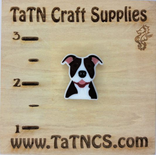 Animal - Pit Bull Dark Brown Silicone Focal Bead 0065 - 5 Count