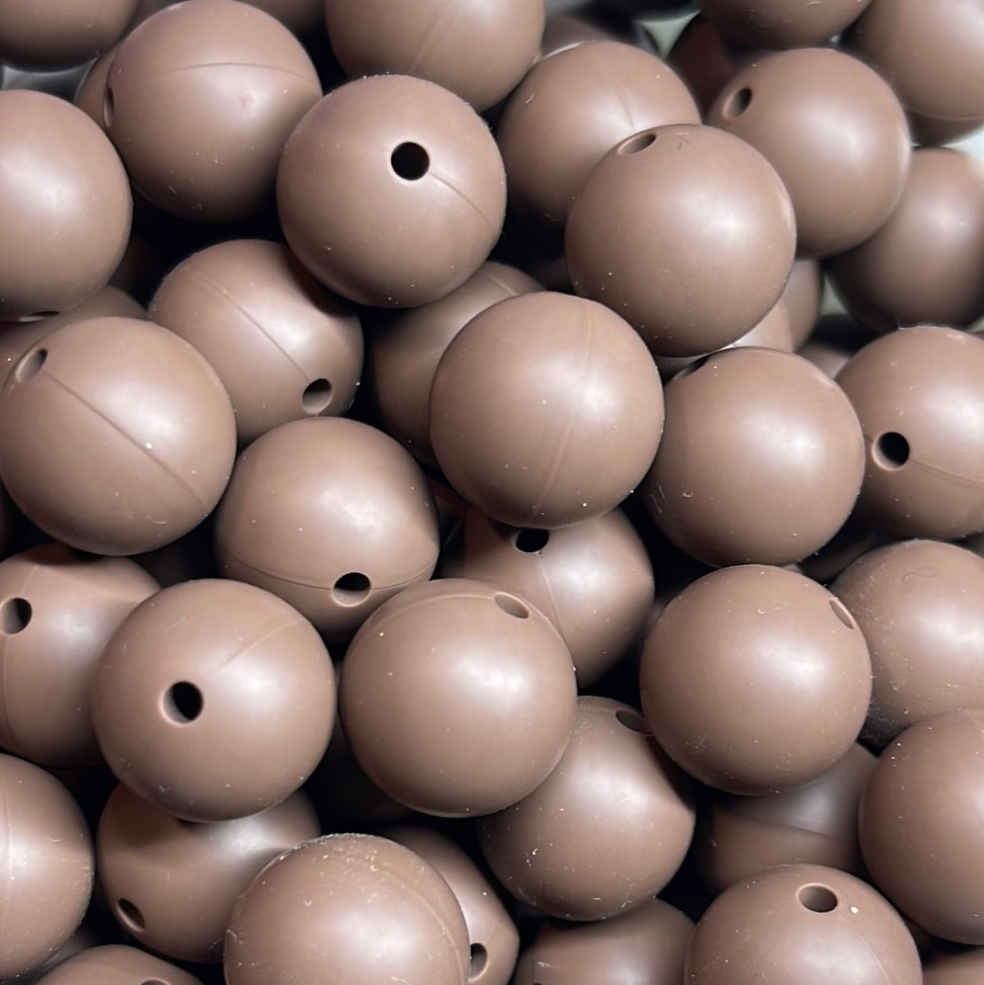 Silicone Bead Brown S4 A05-48  - 15mm - 10 pack