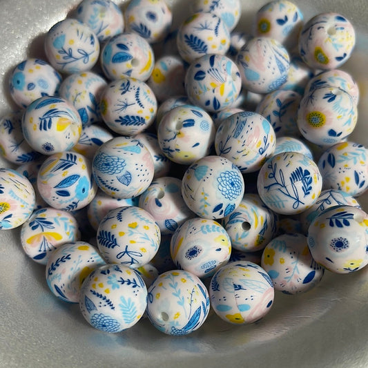 Silicone Bead Blue Spring P22 P03-77 - 15mm - 10 pack