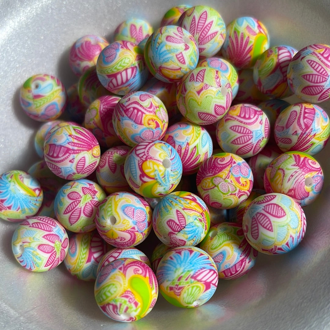 Silicone Bead Spring Floral P15 P05-126 - 15mm - 10 pack