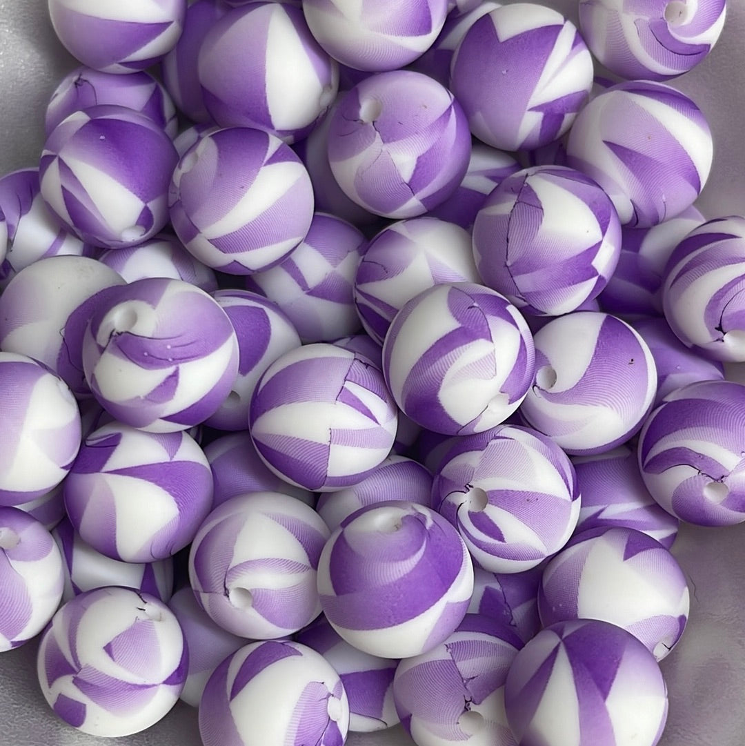 Silicone Bead Grape Swirl P26 P05-134 - 15mm - 10 pack