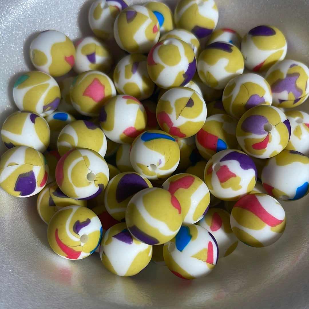 Silicone Bead Camel Splatter P20 P03-78 - 15mm - 10 pack