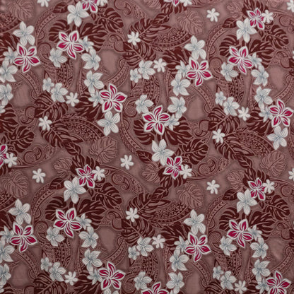 Traditional Polynesian Tattoo Plumeria Tiare Design Peachskin Fabric | Islands Fabric