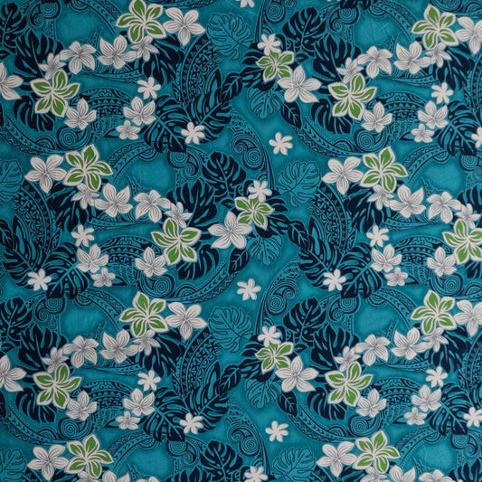Traditional Polynesian Tattoo Plumeria Tiare Design Peachskin Fabric | Islands Fabric