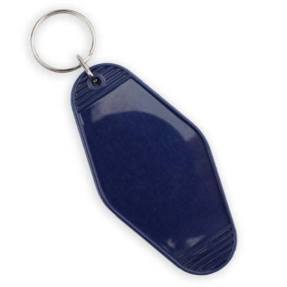 Master Maker Crafts -  Retro Motel Keychain with Silver Ring - Navy Blue (4 per Set)