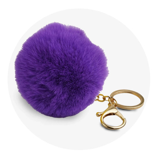 Master Maker Crafts -  Pom Pom Round Key Chain - Purple