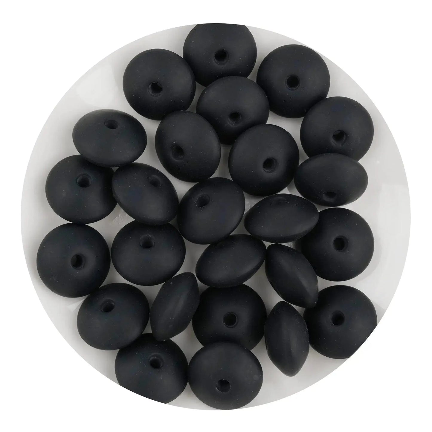 Master Maker Crafts -  Silicone Bead Lentil Disc - Black (5 Piece - 15mm)