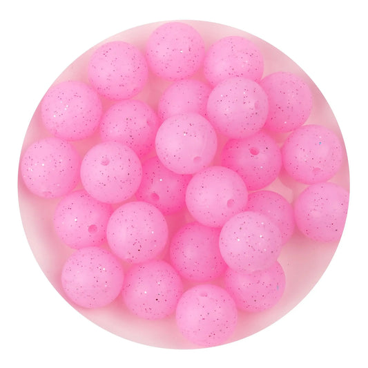 Master Maker Crafts -  Silicone Bead Round - Glitter Pink (5 Beads - 15mm)