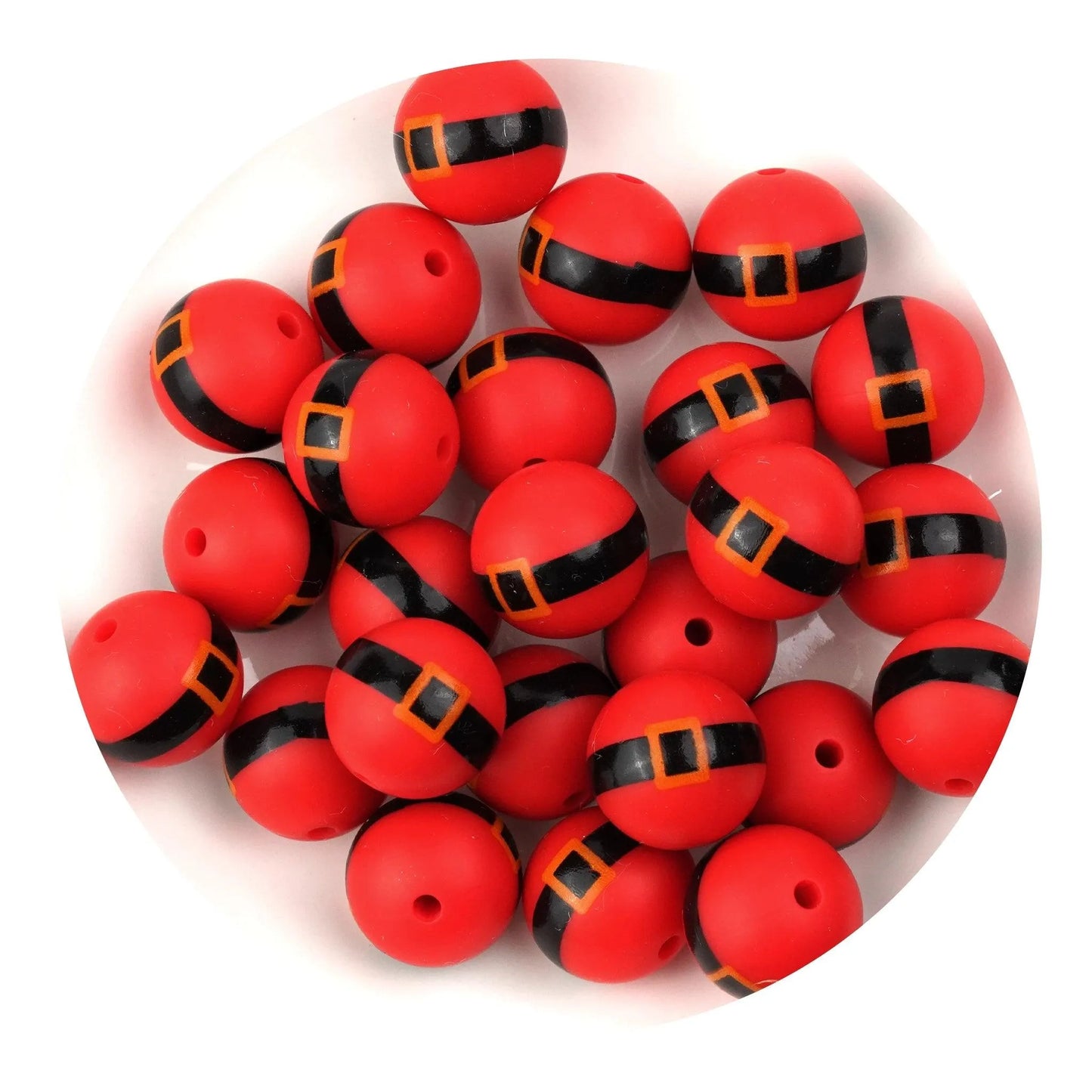 Master Maker Crafts -  Silicone Bead Round - Santa Belt (5 Beads - 15mm)