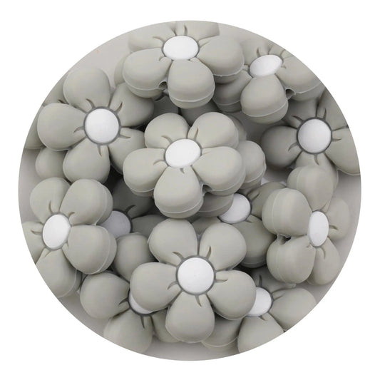 Master Maker Crafts -  Silicone Focal Bead Daisy - Light Gray (5 Beads)