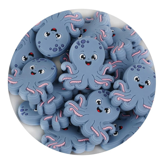 Master Maker Crafts -  Silicone Focal Bead Octopus - Gray (5 Beads)