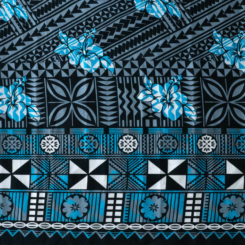 Traditional Polynesian Geometric Flower Design Fabric | Cotton