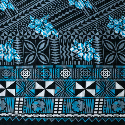 Traditional Polynesian Geometric Flower Design Fabric | Cotton