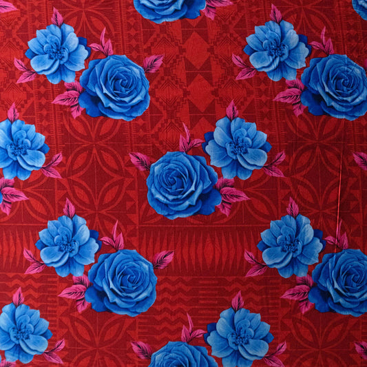 Polynesian Rose Geometric design Fabric | Peachskin