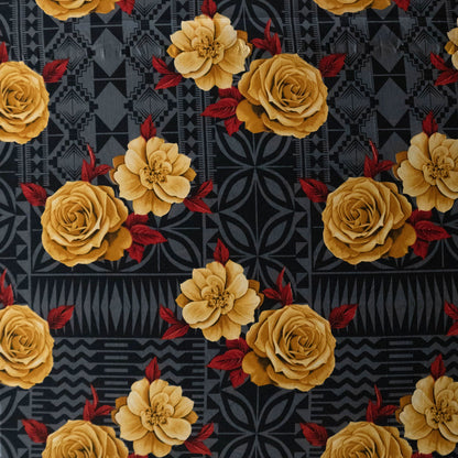 Polynesian Rose Geometric design Fabric | Peachskin