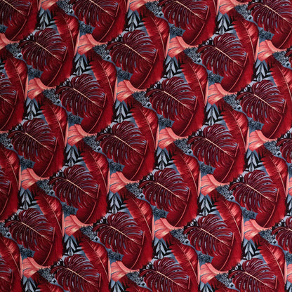 Split & Banana Leaf w/ Traditional Tribal design Rayon Poplin Fabric | Islands Fabric