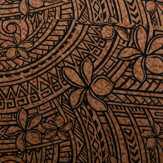 Plumeria Tribal Design Peachskin Fabric | Islands Fabric