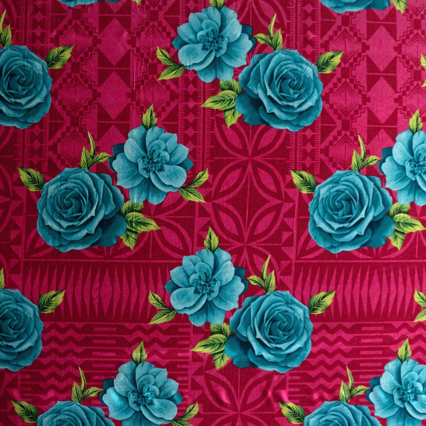 Polynesian Rose Geometric design Fabric | Peachskin