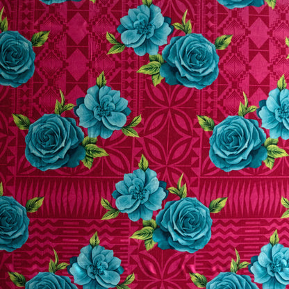 Polynesian Rose Geometric design Fabric | Peachskin