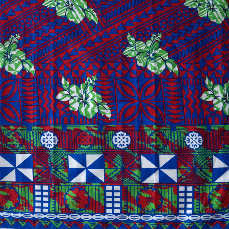 Traditional Polynesian Geometric Flower Design Fabric | Cotton