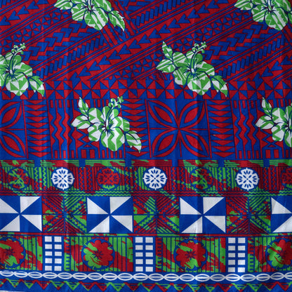 Traditional Polynesian Geometric Flower Design Fabric | Cotton