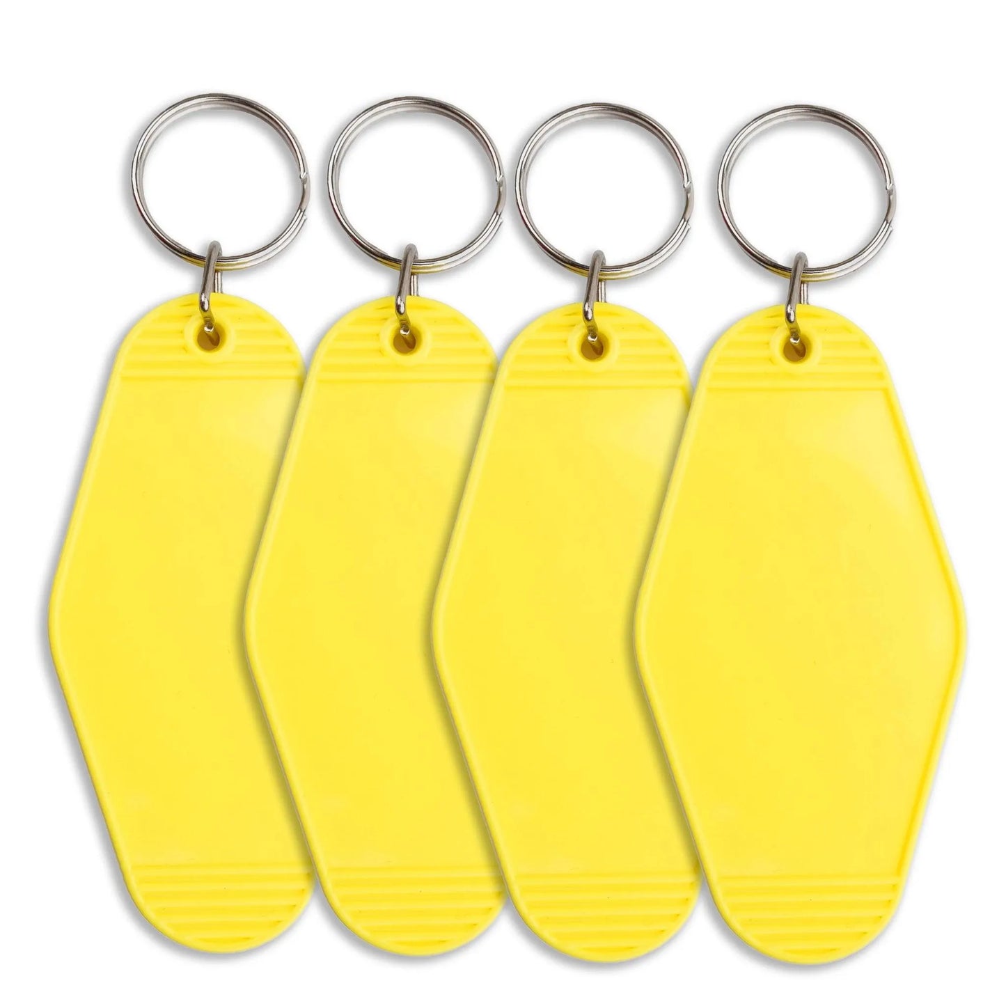 Master Maker Crafts -  Retro Motel Keychain with Silver Ring - Yellow (4 per Set)