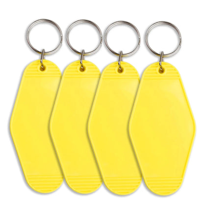 Master Maker Crafts -  Retro Motel Keychain with Silver Ring - Yellow (4 per Set)