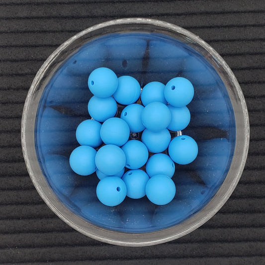 15mm Solid Carolina Blue Silicone Bead - 10 Count