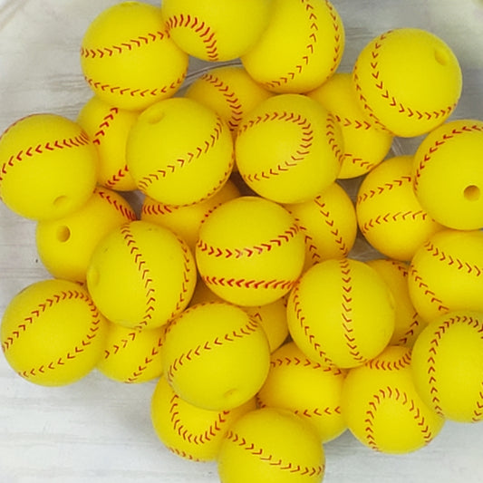 15mm Printed Silicone Bead Softball - 10 Count